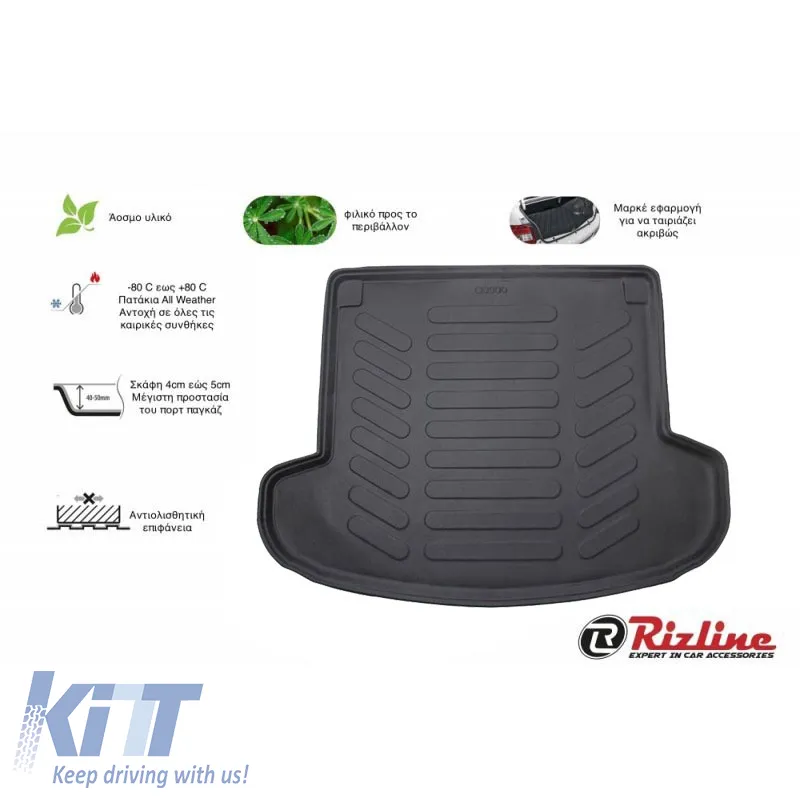 Trunk Mat 3D suitable for Kia Ceed 2006-2012 Hatchback Black Rizline