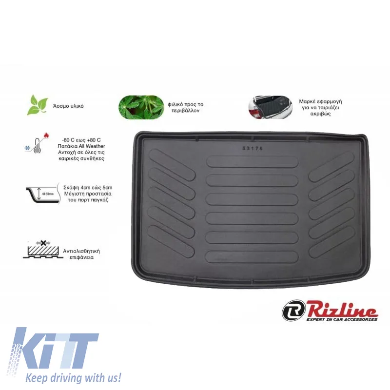 Trunk Mat 3D suitable for Mercedes-Benz A-Class W176 2011-2018 Black Rizline