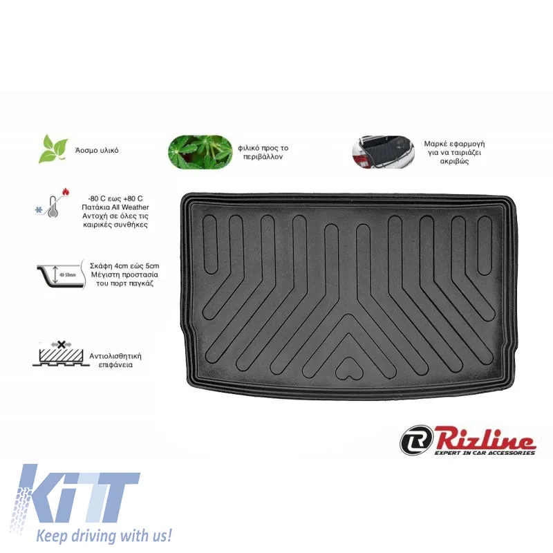 Trunk Mat 3D Suitable for Renault Zoe 2012+ Black Rizline