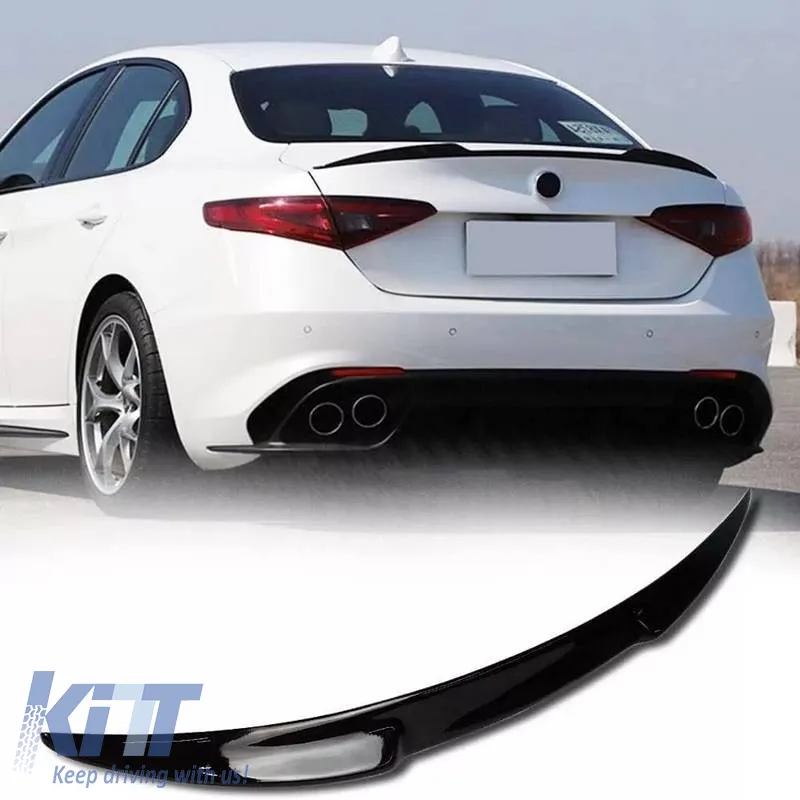 Trunk Spoiler suitable for Alfa Romeo Giulia 2018+ Quadrifoglio Look V2 Gloss Black From Abs Plastic