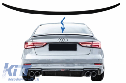 Trunk Spoiler suitable for Audi A3 8V Sedan (2013-Up) Piano Black - TSAUA38VPB