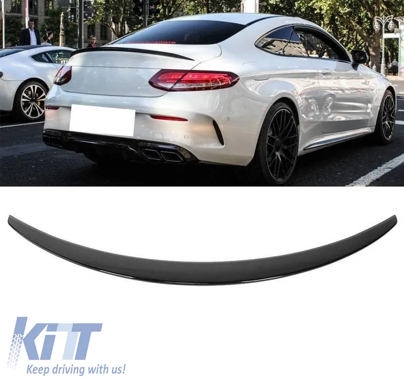 Trunk Spoiler suitable for Mercedes-Benz C-Class C205 Coupe 14-21 A Design look Lipspoiler From Abs Plastic Glossy Black