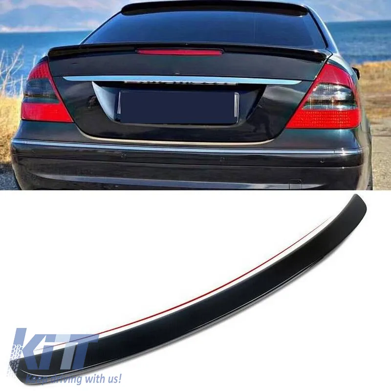 Trunk Spoiler suitable for Mercedes-Benz E-Class W211 03-09 A Design look Lipspoiler from ABS Plastic Glossy Black