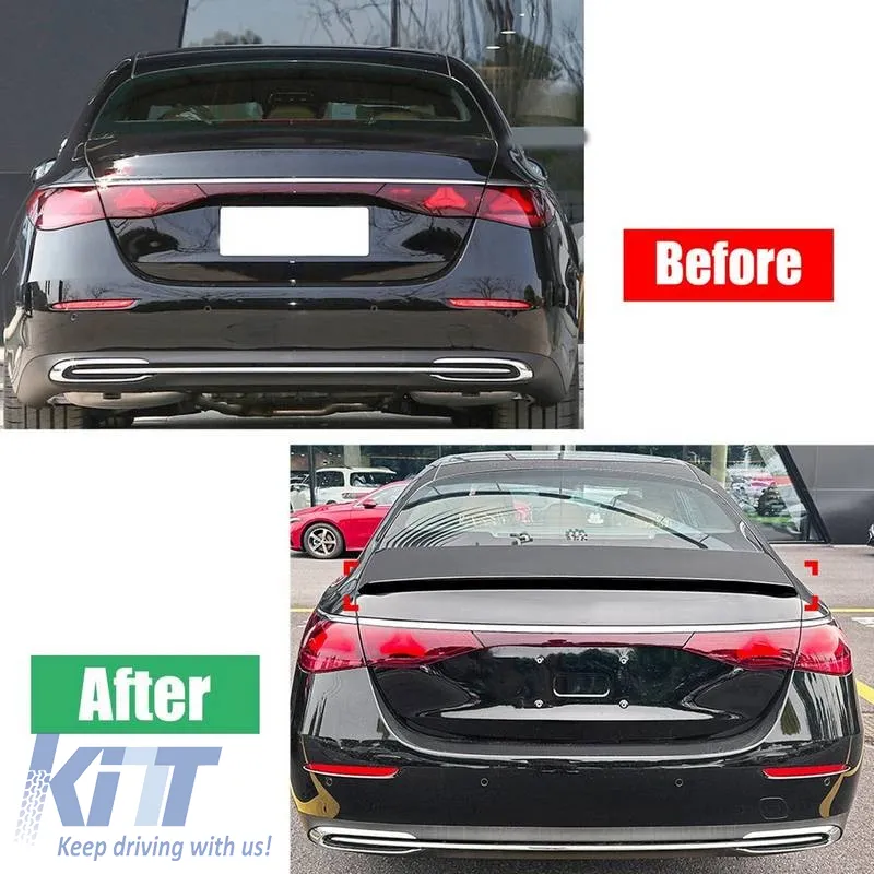 Trunk Spoiler suitable for Mercedes-Benz E-Class W214 2024+ A Design E63S V2 Look ABS Plastic Piano Black