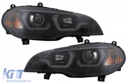 Tube Light LED DRL Angel Eyes fényszórók BMW X5 E70 (2007-2013) típushoz fekete-image-6101906