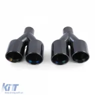 Tuberías de escape dobles con aspecto deportivo en negro adecuadas para BMW Serie 5 F10 F11 Serie 6 F12 F13-image-6257470