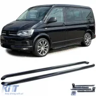 image-10-Tuberías laterales de acero inoxidable negro brillante adecuadas para VW T5 T6 T6.1 de distancia entre ejes corta