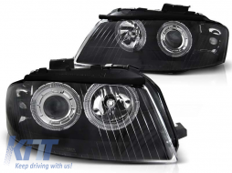 Tuning headlight kit with halogen angel eyes suitable for Audi A3 8P 05.2003-03.2008 3D/5D, left and right - ABAUHX6010349