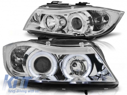 Tuning headlight kit with halogen angel eyes suitable for BMW 3 E90/E91 03.2005-08.2008, left and right - ABBMHX6010418