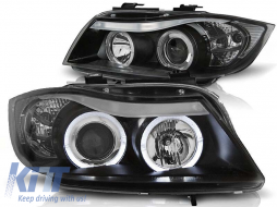 Tuning headlight kit with halogen angel eyes suitable for BMW 3 E90/E91 03.2005-08.2008, left and right - ABBMHX6010419