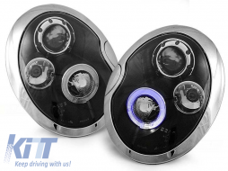 Tuning headlight kit with halogen angel eyes suitable for MINI COOPER R50/R53 05.2001-10.2006, MINI COOPER R52 2004-2008, left and right - ABMIHX6010608