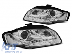 Tuning headlight set suitable for Audi A4 B7 2004-2008 with chrome base, left and right - ABAUHX6010381