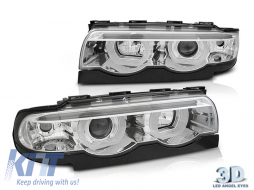 Tuning headlight set suitable for BMW 7 Series E38 1994-2001 with chrome base, left and right - ABBMHX6010478