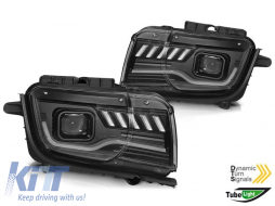Tuning headlight set suitable for Chevrolet Camaro 2009-2013 black base with dynamic turn signal, left and right - ABCHHX6010524
