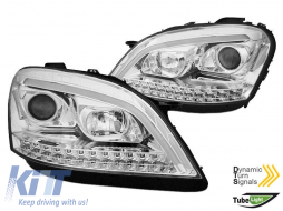 Tuning headlight set suitable for Mercedes ML W164 2005-2008 with chrome base, left and right - ABHM6021240