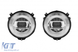 Tuning headlight set suitable for Mercedes G-Class W463 with W464 design 1989-2018 with chrome base, left and right - ABMEHX6009835