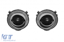 Tuning headlight set suitable for Mercedes G-Class W463 with W464 design 1989-2018 with black base, left and right - ABMEHX6009836