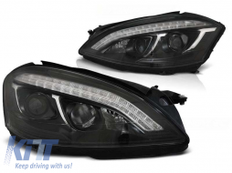 Tuning headlight set suitable for Mercedes S-Class W221 2005-2009 with black base, left and right - ABMEHX6010659