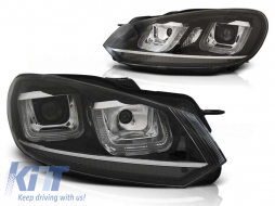 Tuning headlight set suitable for VW Golf VI 2008-2012 with black base, left and right