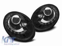 Tuning headlight set suitable for VW New Beetle 2006-2012 black base, left and right