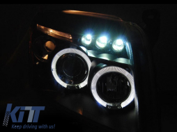 Tuning headlight set with angel eyes suitable for Dodge Caliber 2006-2012 with chrome base, left and right-image-6238352