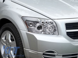 Tuning headlight set with angel eyes suitable for Dodge Caliber 2006-2012 with chrome base, left and right-image-6238354