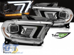 Tuning headlight set with dynamic turn signals suitable for Dodge Durango 2010-2013 with chrome base-image-6238371