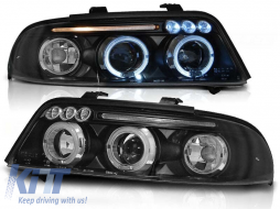 Tuning headlight set with halogen angel eyes suitable for Audi A4 B5 01.1999-09.2000 sedan/wagon, left and right - ABAUHX6010323