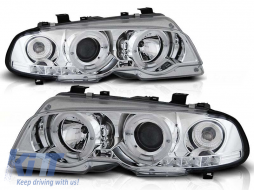 Tuning headlight set with halogen angel eyes suitable for BMW 3 E46 04.1999-03.2003 coupe/cabriolet, left and right - ABBMHX6010412