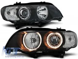 image-34-Tuning headlight set with halogen angel eyes suitable for BMW X5 E53 09.1999-10.2003, left and right