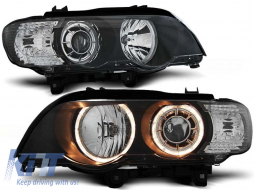 Tuning headlight set with halogen angel eyes suitable for BMW X5 E53 09.1999-10.2003, left and right - ABBMHX6010424
