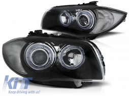 Tuning headlight set with halogen angel eyes suitable for BMW 1 E81 2004-2011 / E82 2007-2011 / E87 2004-2011 / E88 2007-2013, left and right - ABBMHX6010430