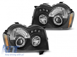 Tuning headlight set with halogen angel eyes suitable for Chrysler JEEP GRAND CHEROKEE 2005-2008, left and right - ABJEHX6010503