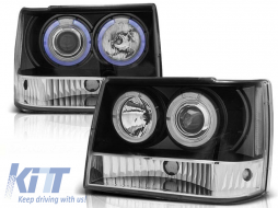 Tuning headlight set with halogen angel eyes suitable for Chrysler JEEP GRAND CHEROKEE 1993-1998, left and right - ABJEHX6010507