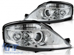 Tuning headlight set with halogen angel eyes suitable for Citroen C3 03.2002-2009, left and right - ABCIHX6010519