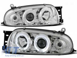 Tuning headlight set with halogen angel eyes suitable for Ford FIESTA MK4 10.1995-08.1999, left and right - ABHF6021213