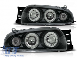 Tuning headlight set with halogen angel eyes suitable for Ford FIESTA MK4 10.1995-08.1999, left and right - ABHF6021214