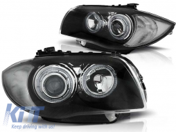 Tuning headlight set with LED angel eyes suitable for BMW 1 E81 2004-2011 / E82 2007-2011 / E87 2004-2011 / E88 2007-2013, left and right - ABBMHX6010440