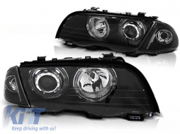 image-64-Tuning headlight set with LED angel eyes suitable for BMW 3 E46 05.1998-08.2001 sedan/wagon, left and right
