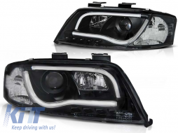 Tuning headlight set with LED lights suitable for Audi A6 C5 06.2001-05.2004 sedan/wagon, left and right - ABAUHX6010357