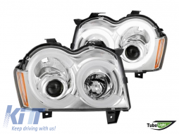 image-42-Tuning headlight set with LED lights suitable for Jeep Grand Cherokee 2005-2008 with chrome base, left and right
