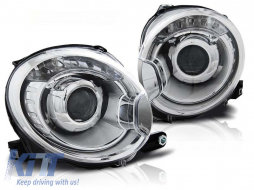 Tuning headlight set with lenses suitable for Fiat 500 after 2007, left and right - ABFIHX6010554