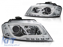 Tuning headlight set with real DRL lights suitable for Audi A3 8P 2008-2012 3D/5D, left and right - ABAUHX6010360