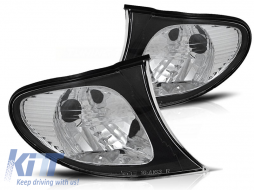 Tuning indicator set suitable for the headlight for BMW 3 Series E46 sedan/wagon 2001-2005 with chrome base and black frame left + right - ABBMSA6009998