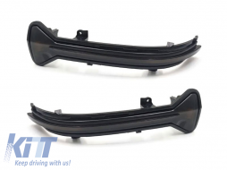 Tuning LED dynamic turn signals suitable for side mirrors of BMW 5 Series G30, G31, M5 F90 2017-2020, 6 Series GT G32 2017-2020, 7 Series G11, G12 2015-2019 with smoked base, left + right