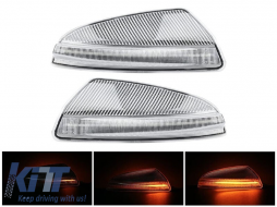 Tuning LED dynamic turn signals suitable for side mirrors of Mercedes C-Class W204, ML W164 2008-2011, Viano, Vito W639 2010-2014 with white base, left + right - ABMESA6012112