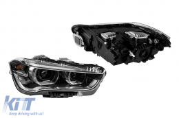 Tuning LED headlight kit suitable for BMW X1 F48 after 2015, with black base, for the model with halogen headlights - ABBMHX6009636