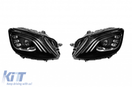 Tuning LED headlight kit suitable for Mercedes S-Class W222 2013-2017 with modules featuring an A Design package for facelift W222, black base, left and right. - ABHM6027409