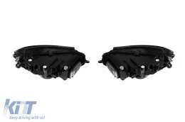 Tuning LED headlight kit suitable for Mercedes S-Class W222 2013-2017 with modules featuring an A Design package for facelift W222, black base, left and right.-image-6265723