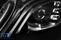 Tuning LED headlight kit suitable for Mercedes S-Class W222 2013-2017 with modules featuring an A Design package for facelift W222, black base, left and right.-image-6265730